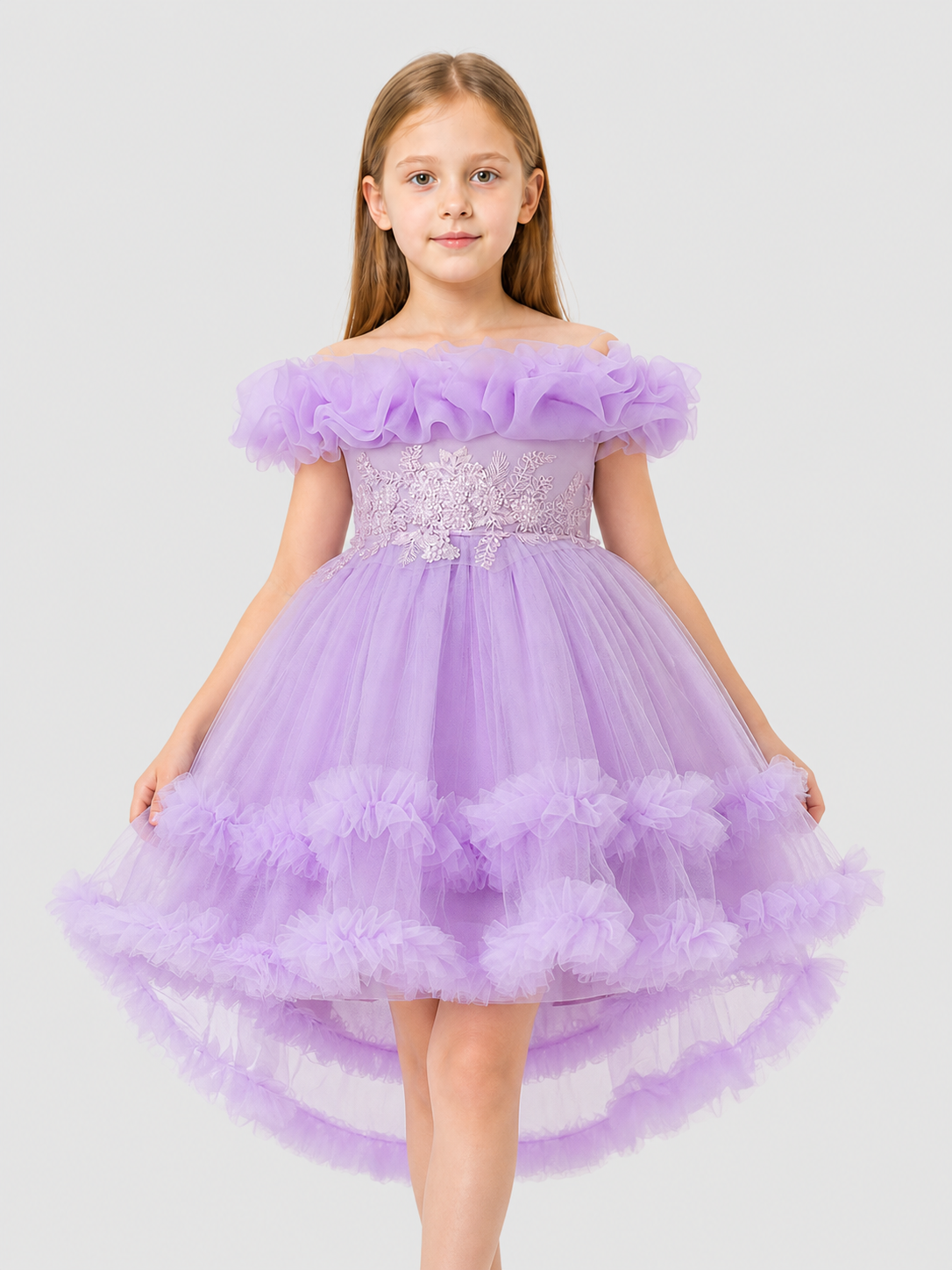 Dressy Dress with a Full Skirt, Sequins, and Ruffles