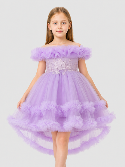 Dressy Dress with a Full Skirt, Sequins, and Ruffles