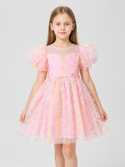 Dress with Puff Sleeves, a Full Skirt, and Butterflies Costume Dresses detail 3