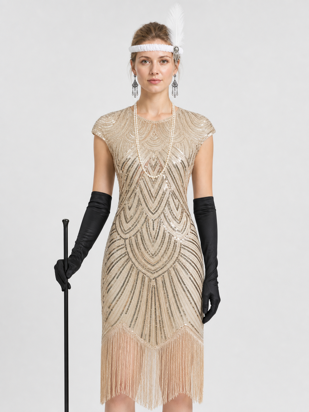 Sequined and Fringed Dress, 1920s Gatsby Set Costume Dresses detail 3
