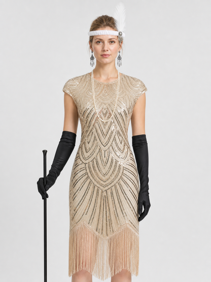 Sequined and Fringed Dress, 1920s Gatsby Set Costume Dresses detail 3