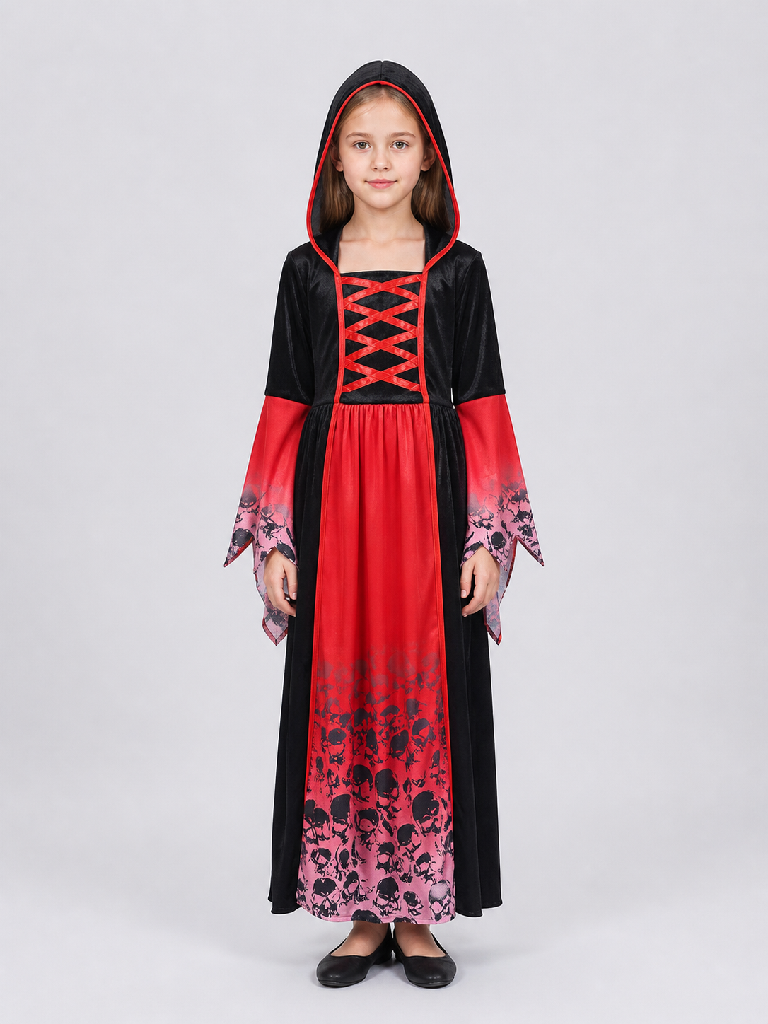 Hooded Skull Dress Robe for Halloween Cosplay