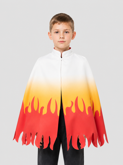 Cosplay Cloak with Flame Print, White, Red, and Yellow Costume Capes detail 3