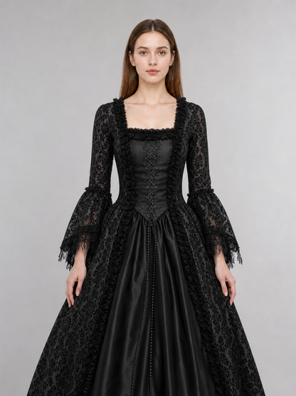 Gothic Victorian-style lace dress upper body view