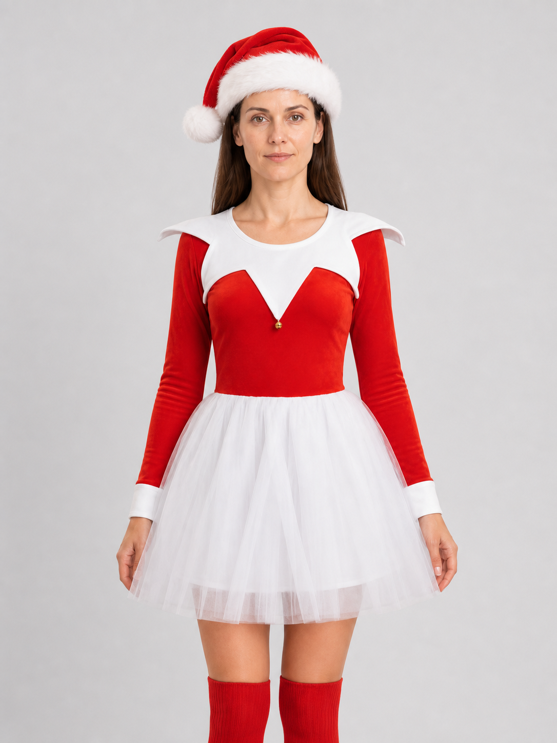 Short Red and White Dress with a Full Skirt Costume Dresses detail 3