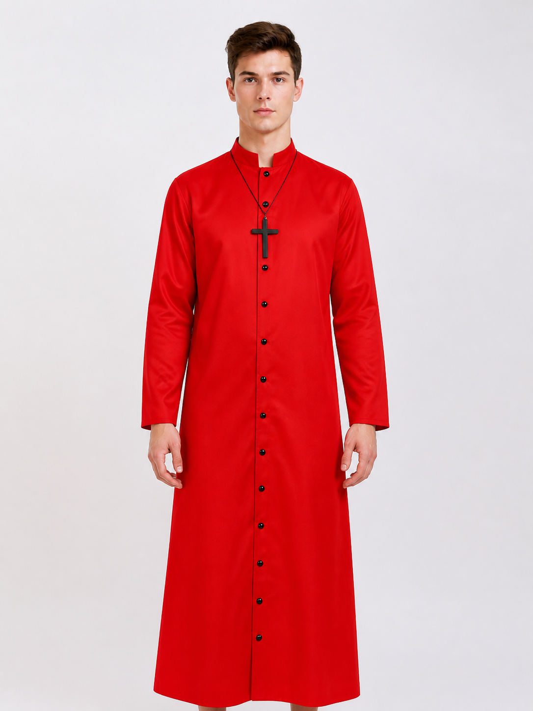 Red Cloak with Cross and Buttons for Halloween Costume Capes detail 3