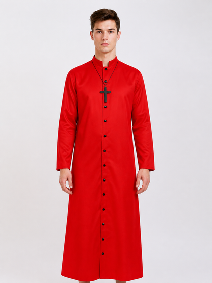 Red Cloak with Cross and Buttons for Halloween Costume Capes detail 3