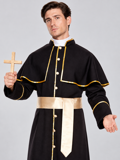 Priest Costume with Cape, Belt, and Cross