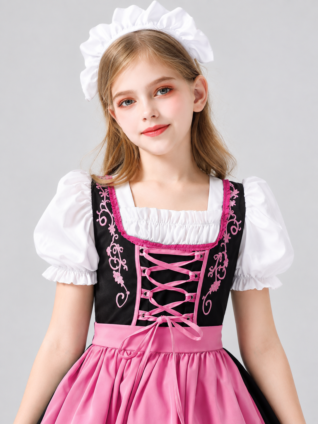 Bavarian-Style Children's Costume with Apron and Headpiece