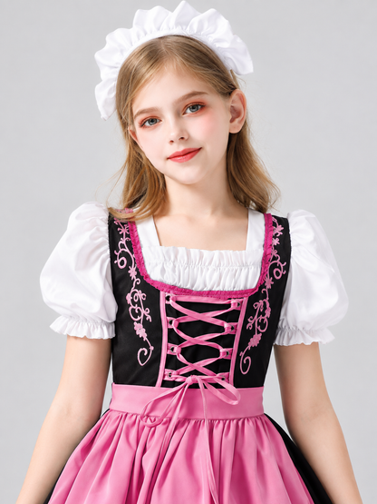 Bavarian-Style Children's Costume with Apron and Headpiece