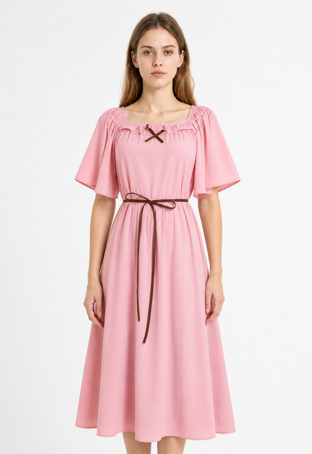 Pink Cosplay Dress with Belt and Long Skirt Costume Dresses detail 3