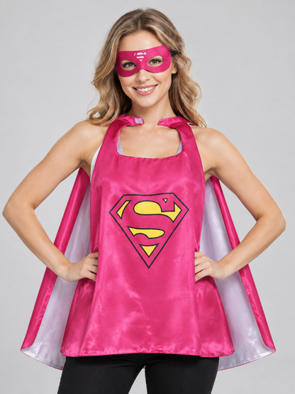 Superhero Cape with Mask, Bright Pink