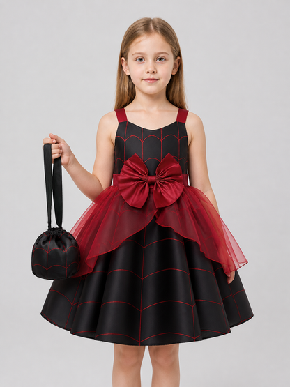 Halloween Dress with Spiderweb Pattern, Bow, and Purse Costume Dresses detail 3