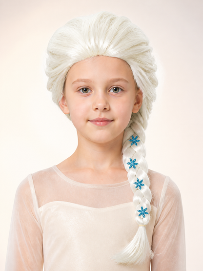 Carnival Wig, Light Gold with Blue Snowflakes Costume Wigs detail 2