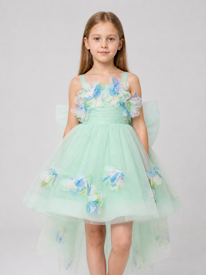Strappy Floral Dress with Train and Full Skirt Costume Dresses detail 3