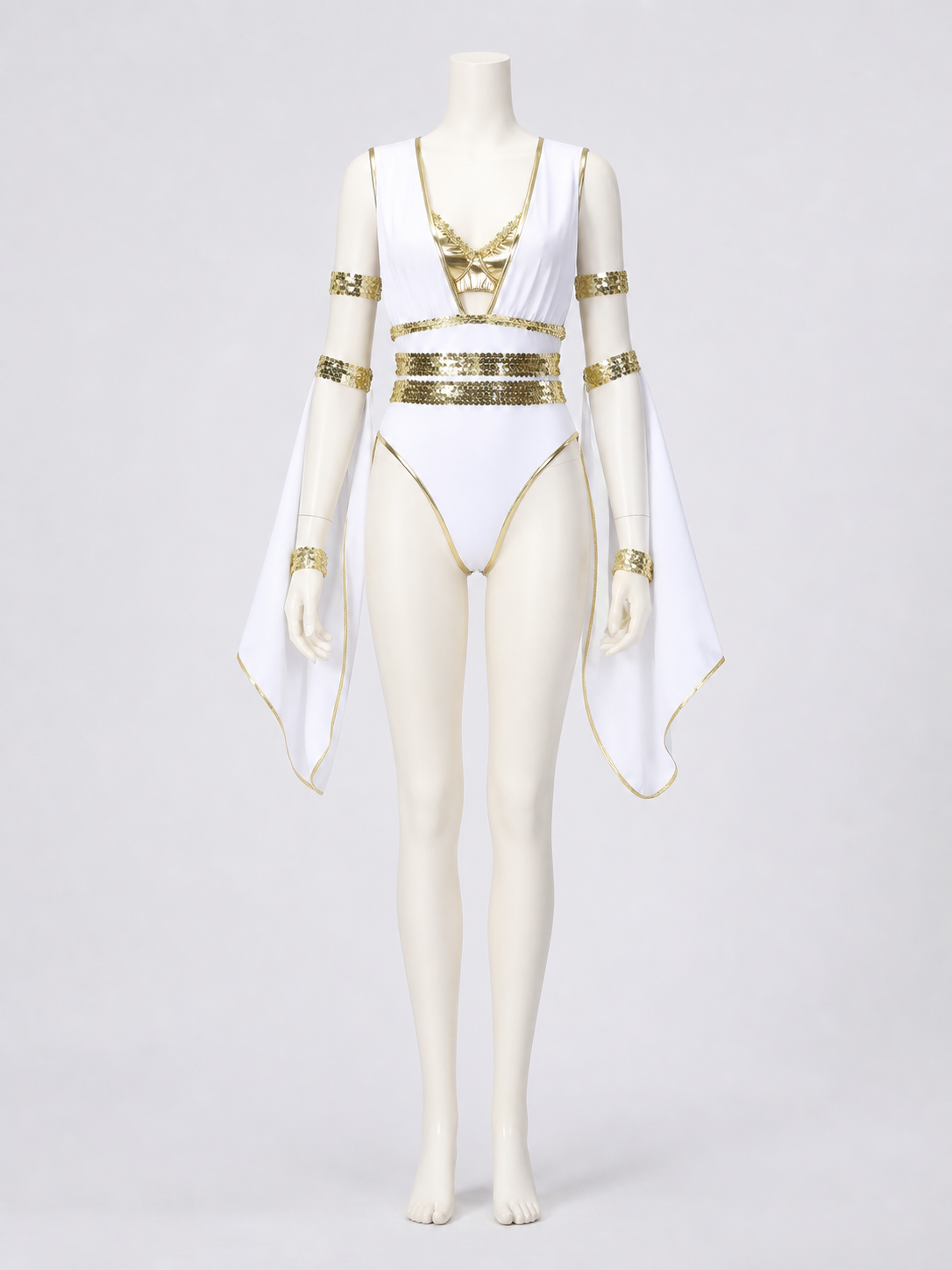 Stage costume jumpsuit, white and gold, 3 pieces Costumes detail 3
