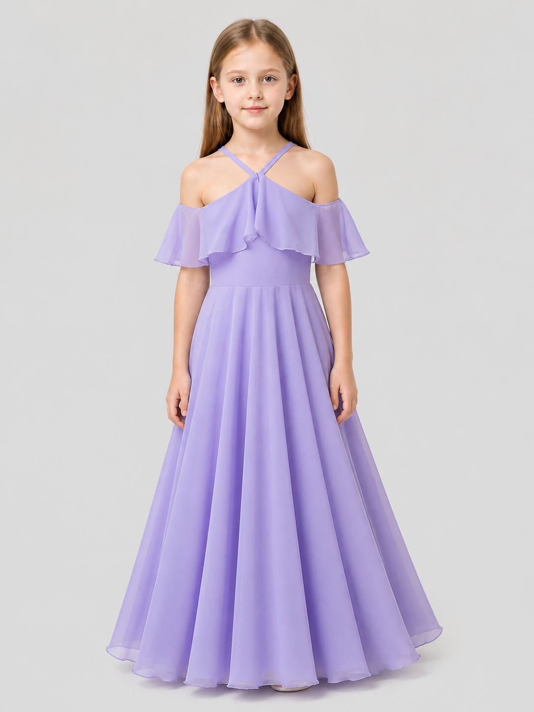 Lavender Chiffon Princess-Style Girls' Dress Costume Dresses detail 3
