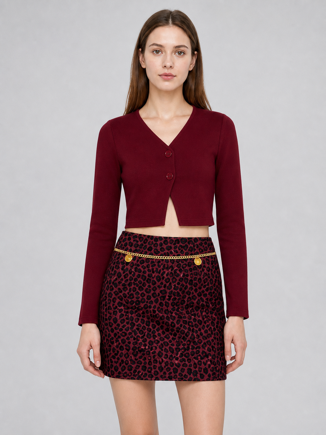 Mary Cosplay Costume: Burgundy Top and Skirt