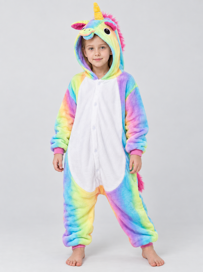 Flannel One-Piece Pajama with Unicorn Hood