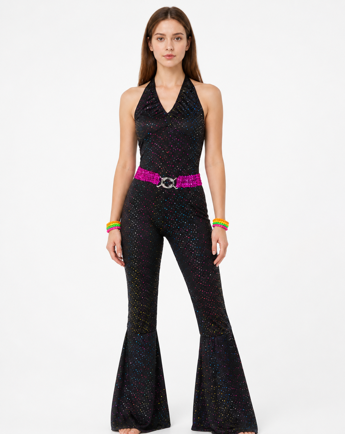 Sequin Jumpsuit, Sleeveless, Flared-Leg Pants product detail 3