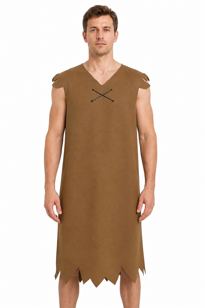 Brown Caveman Costume with a Jagged Hem Costumes detail 3