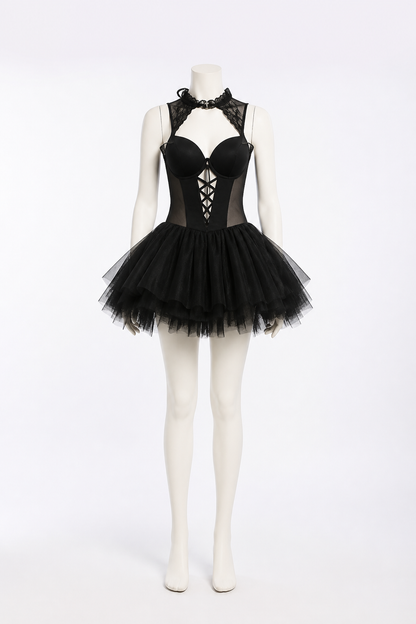 Black Halloween Costume with Corset and Full Skirt Costumes detail 3
