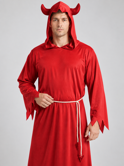 Adult demon costume, red with horns