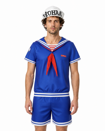 Sailor Costume with White Hat and Red Tie Costume Headwear detail 3