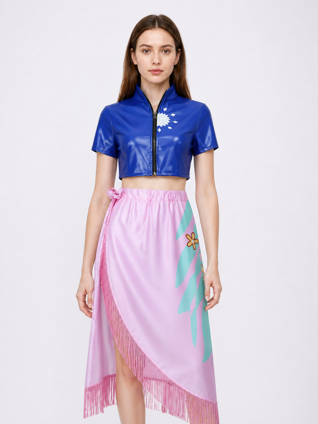 Nico Robin One Piece Cosplay Costume: Zip-Up Top and Skirt