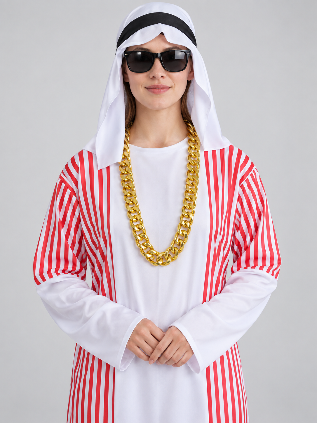 Carnival Costume with Scarf and Red Stripes