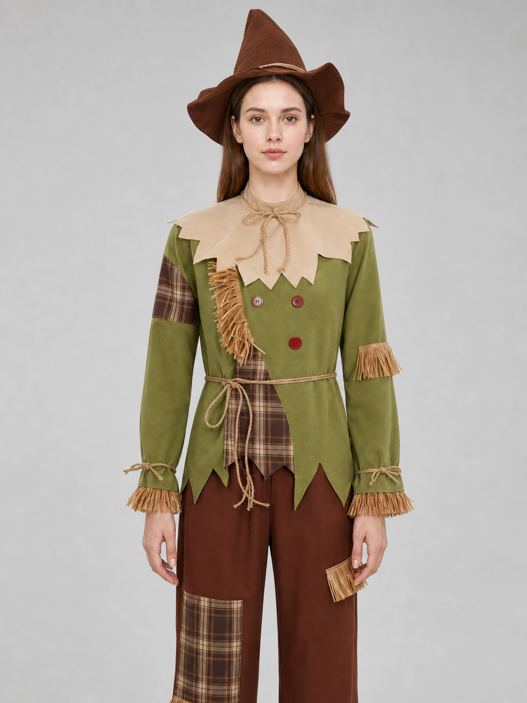 Scarecrow Costume with Hat and Scarf for Cosplay