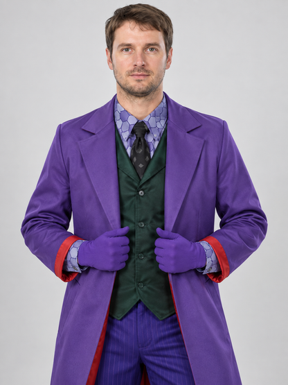 Clown carnival costume with purple coat and vest