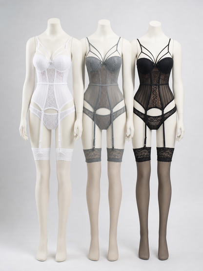 Lace Erotic Bodysuit with Decorative Bow