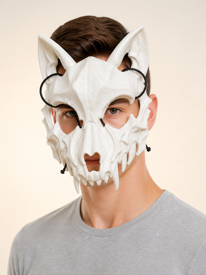 White Skull Mask Carnival Headwear for Halloween Costume Masks detail 2