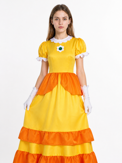 Dress Set with Gloves and Brooch, Orange and White Costume Dresses detail 3