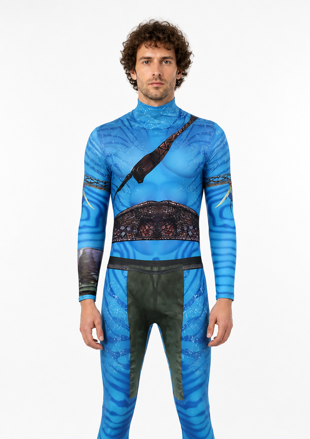 Avatar 3 Cosplay Jumpsuit, Blue, High Collar Costumes detail 3