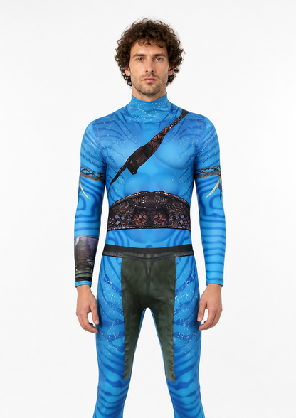 Avatar 3 Cosplay Jumpsuit, Blue, High Collar Costumes detail 3