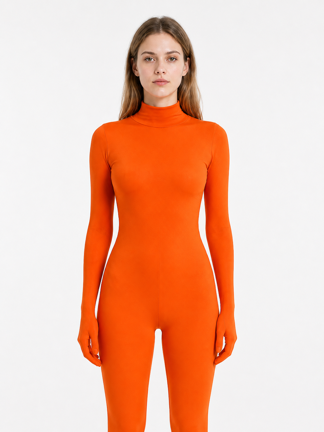 Orange Zentai Jumpsuit with Covered Hands and Feet product detail 3