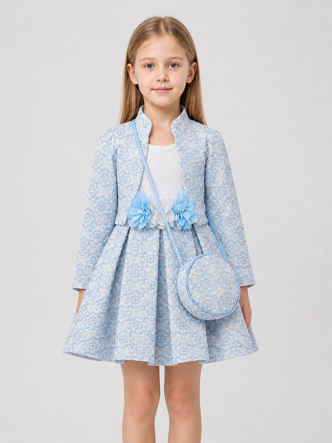 Dressy 3-Piece Set: Jacket, Skirt, and Handbag