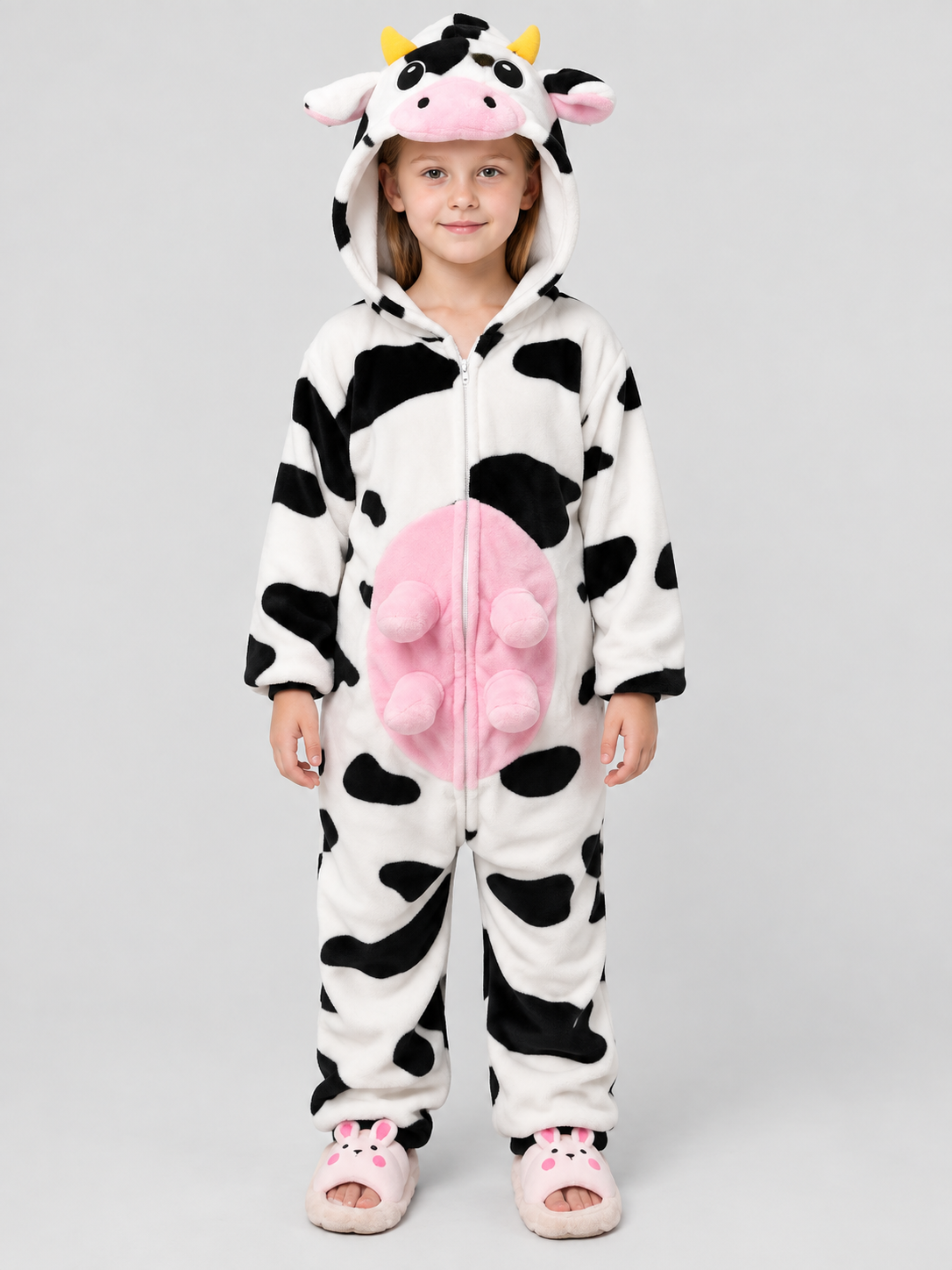Cow Print Hooded Pajama Jumpsuit