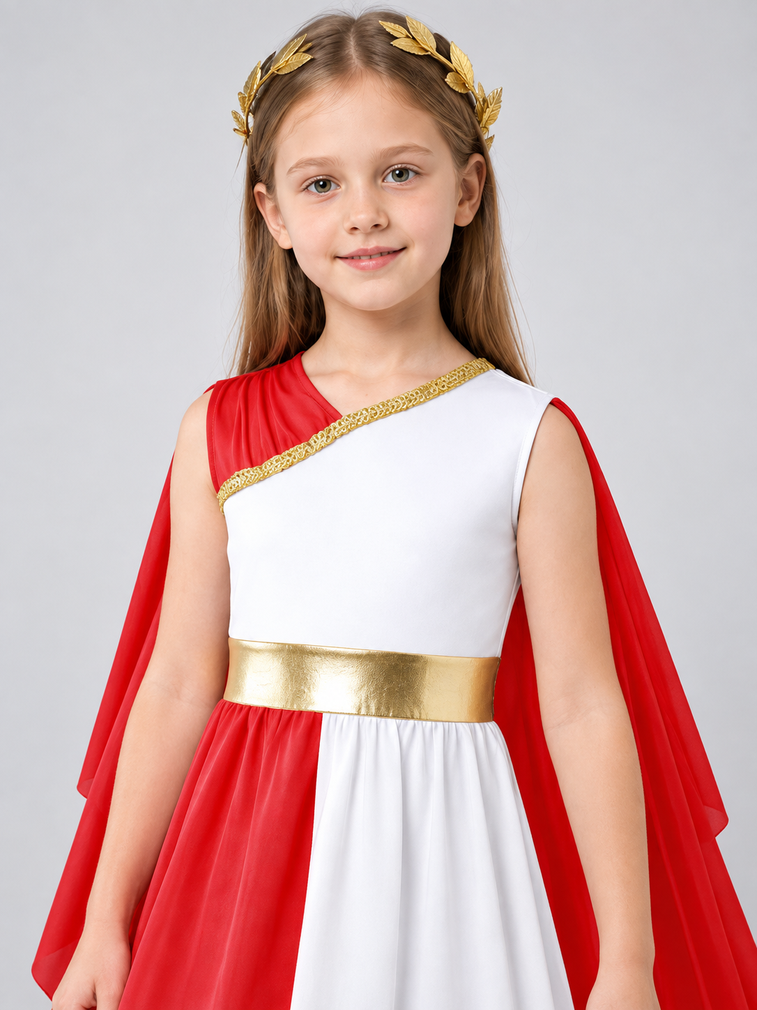 Kids' carnival dress with cape and gold belt