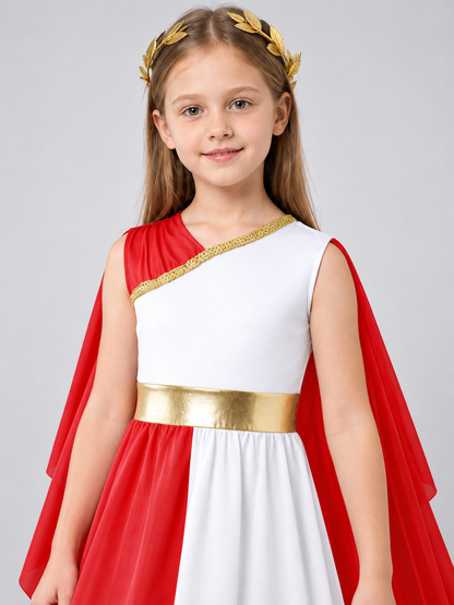 Kids' carnival dress with cape and gold belt