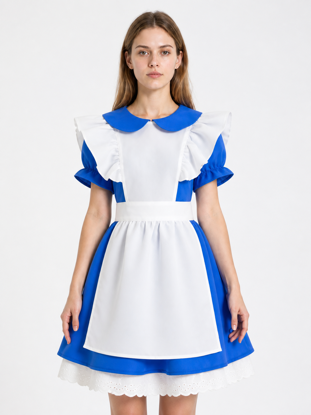 Blue and White Children's Maid Costume with Apron Costumes detail 3