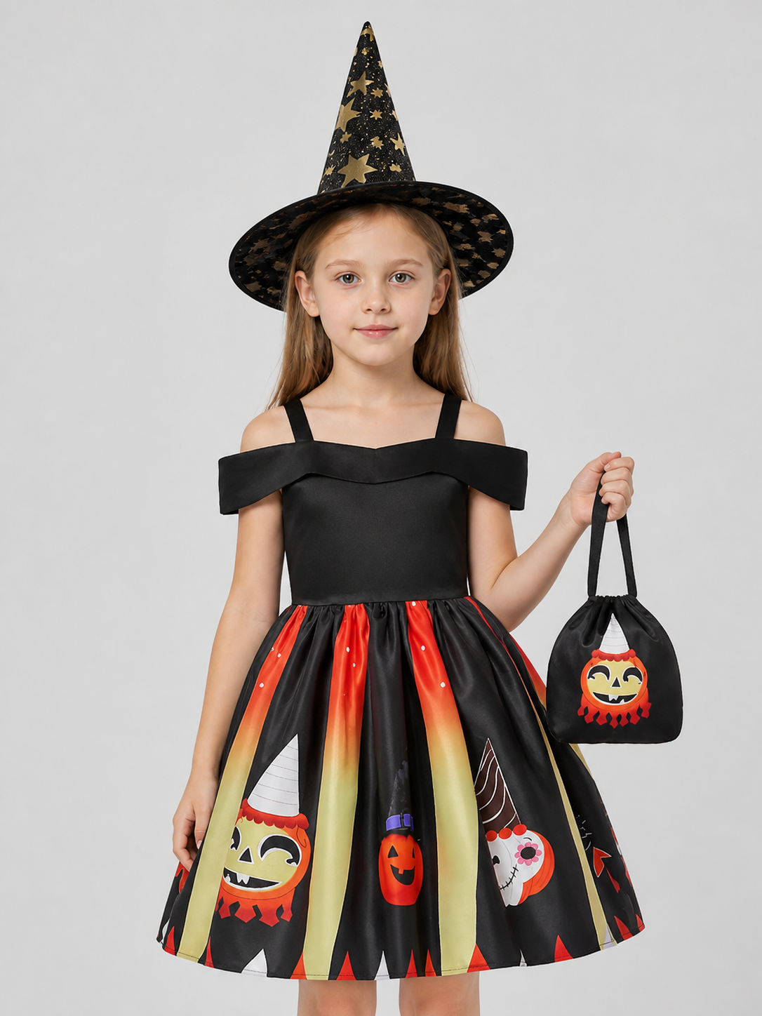 Halloween Witch and Pumpkin Costume Dress, 3 Pieces Costume Dresses detail 3