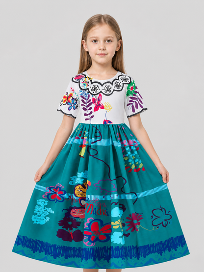 Children’s printed dressy dress with a full skirt product detail 3