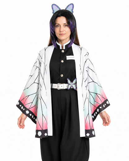 Shinobu Kochou Cosplay Costume with Cape and Wig Costume Capes detail 3