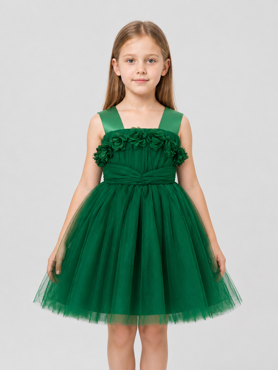 Girls' Green Tutu Dress with Flowers Costume Dresses detail 3