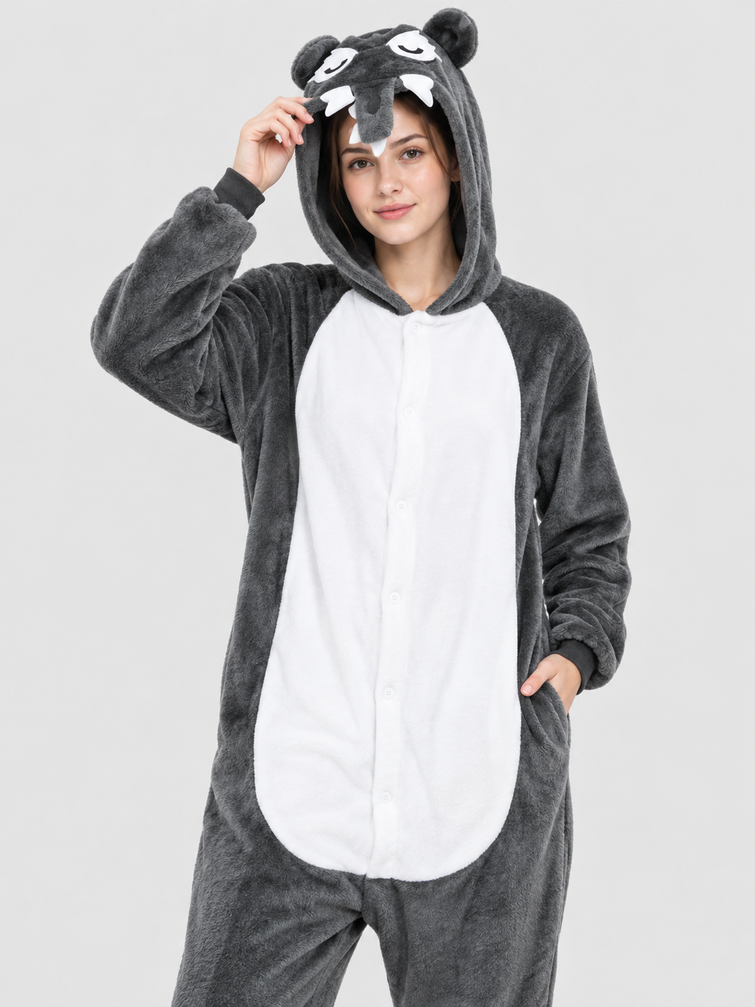 Animal Head Hooded Kigurumi Jumpsuit