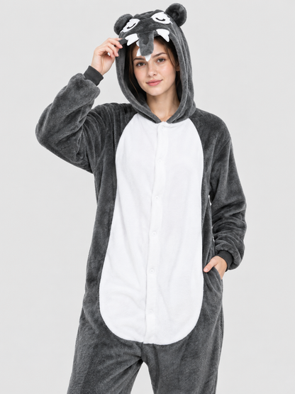 Animal Head Hooded Kigurumi Jumpsuit