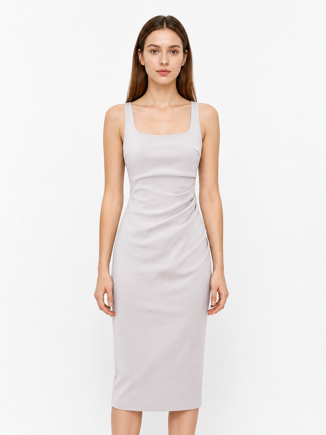 Fitted Sleeveless Pleated Midi Dress Costume Dresses detail 3